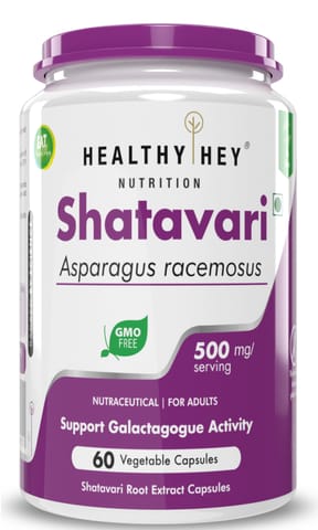 HealthyHey Nutrition Shatavari - Asparagus Racemosus - Supports Galactagogue Activity (60 Vegetable Capsules)