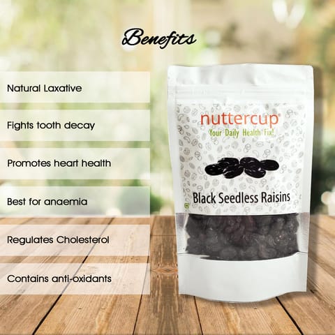Nuttercup Black Seedless Raisins (200 gms)