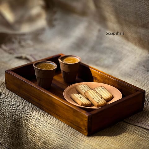 Scrapshala | Rozana Tray | Multipupose | Upcycled | Natural wood