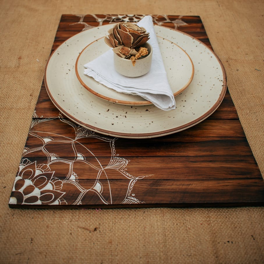 Scrapshala | Mandala Place Mat | Walnut | Foldable | Stain-Proof | Multipurpose