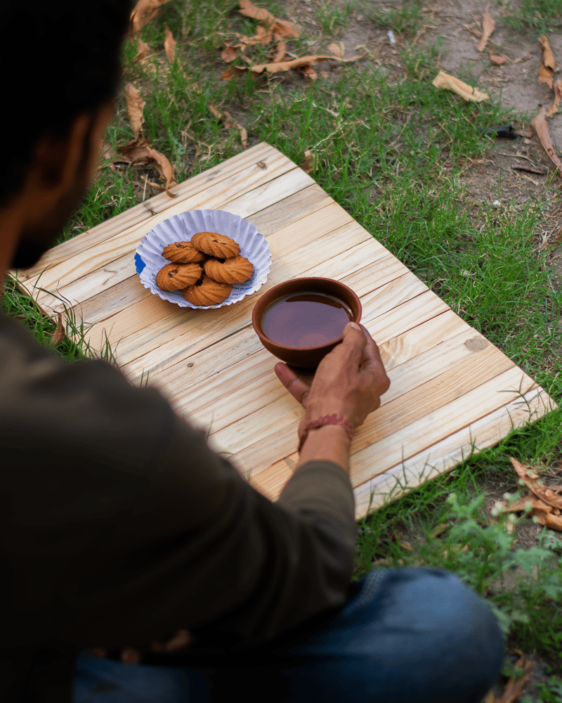 Scrapshala | Basic Table Placement | Multipurpose | Natural Reclaimed Wood | Foldable | Stain-Proof