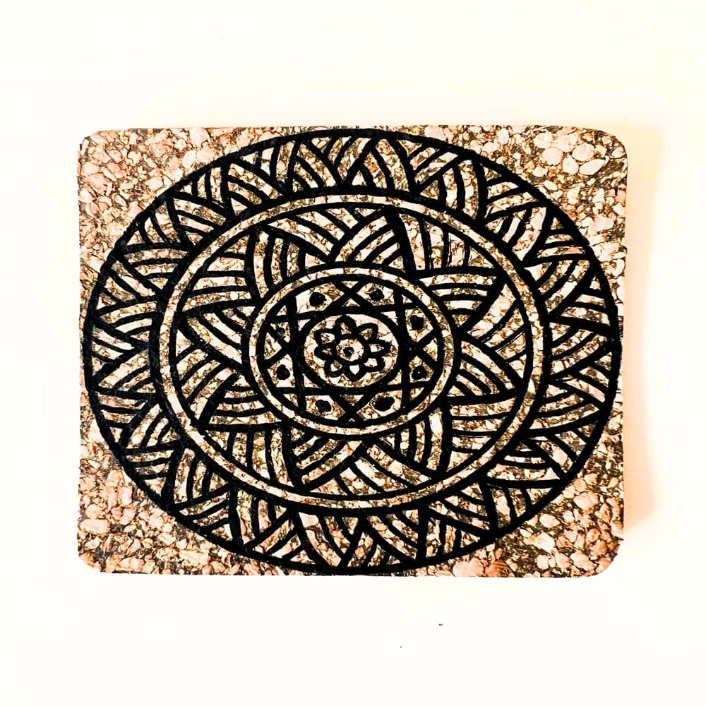 DVAAR HAND PAINTED CORK COASTERS-BLACK COLOUR DESIGN