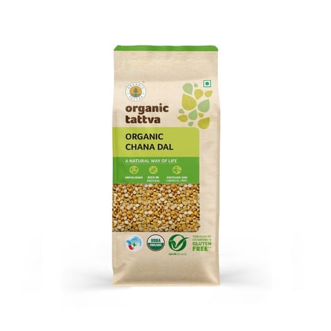 Organic Tattva - Organic Chana Dal 1 Kg (Pack of 2) | 100% Vegan, Gluten Free and No Additives | Rich in Protein and Nutrition