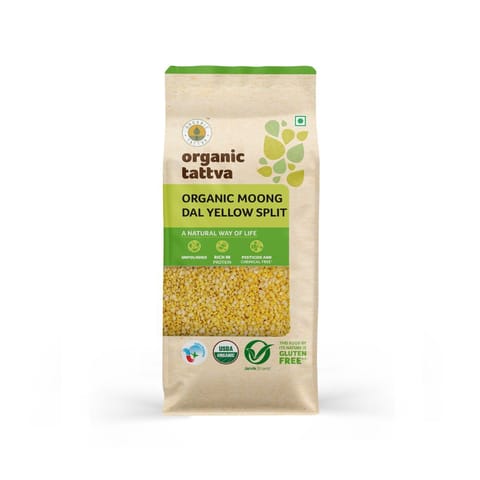 Organic Tattva, Organic Yellow Moong Split Gluten Free and Unpolished Dal, 500 gms (Pack of 2)