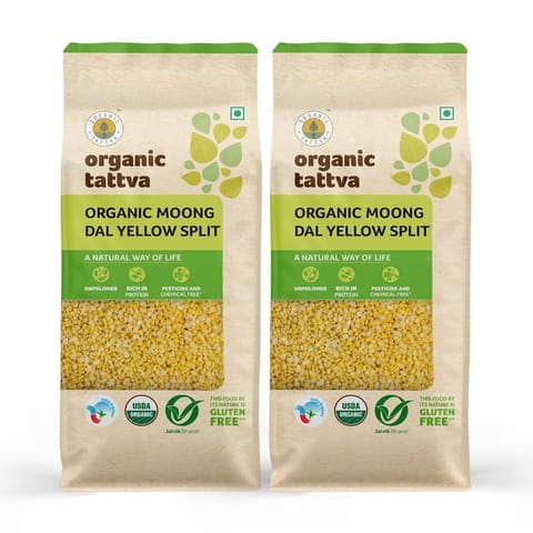 Organic Tattva, Organic Yellow Moong Split Gluten Free and Unpolished Dal, 500 gms (Pack of 2)