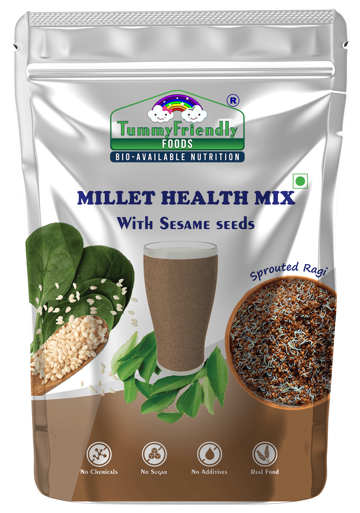 TummyFriendly Foods Organic Millet Health Mix With Sesame Seeds and Curry Leaves (800 gms)