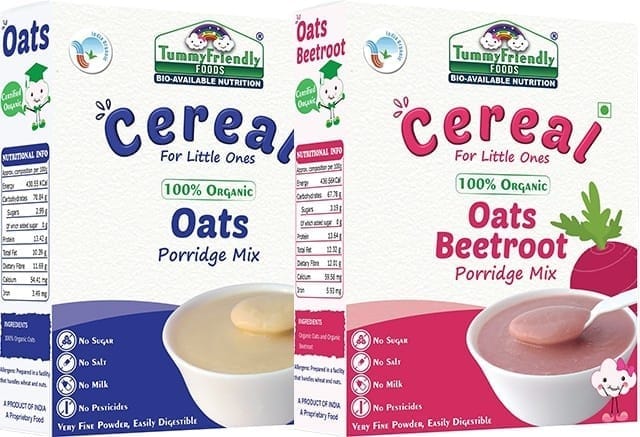 TummyFriendly Foods Certified 100% Organic Oats and Organic Oats, Beetroot Porridge Mixes, organic Baby Food for 6 Months Old, Rich in Beta-Glucan, Protein & Fibre , 200 gms Each, Cereal (Pack of 2)