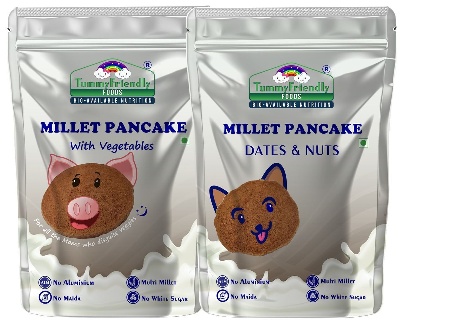 TummyFriendly Foods Millet Pancake Mix - Veggies, Dates, Nuts. Healthy Breakfast (Pack of 2)