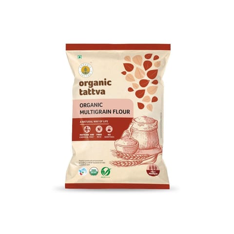 Organic Tattva 'Multigrain Flour', All Natural and Fresh, 100% Vegan, Digestive Chakki Atta, Enriched with Dietary Fibers & Nutrients (5 Kg, Pack)