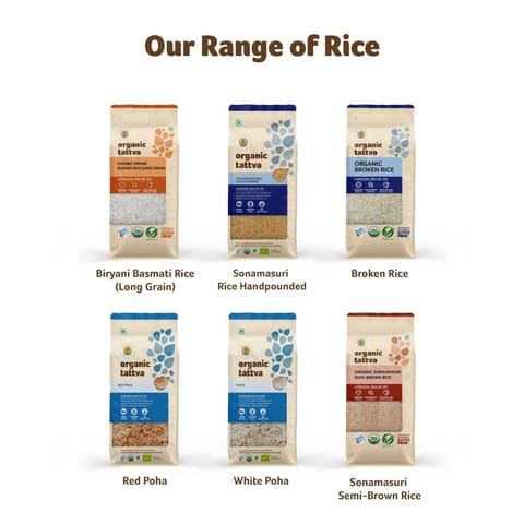 Orgainc Tattva, Organic Gobindobhog Rice 1Kg | 100% Vegan, Gluten Free and NO Preservatives | Flavorful and Aromatic Rice (Pack of 5)
