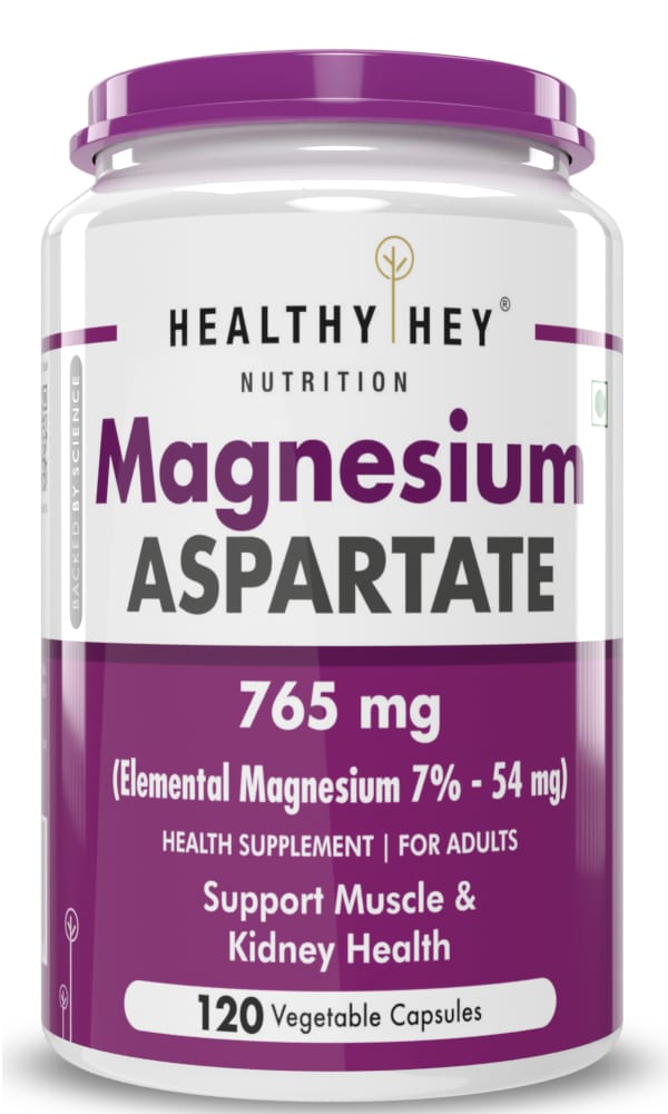 HealthyHey Nutrition Magnesium Aspartate (120 Vegetable Capsules)