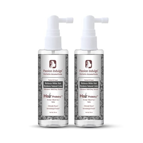 Passion Indulge | Hair Proteinz Anti-Greying Hair Serum | Restore Natural hair Color | 50 ml (Pack of 2)