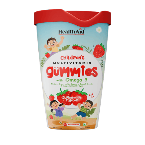HealthAid Childrens Multivitamin gummies with Omega 3 - Strawberry flavour - (60 Gummies)