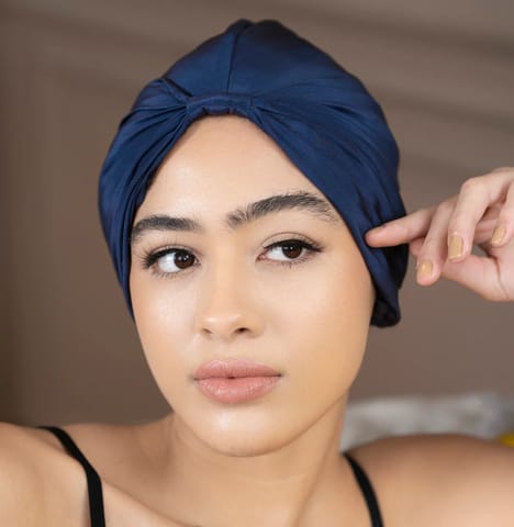 Esme Luxury Mulberry Silk Hair Wrap- Blue