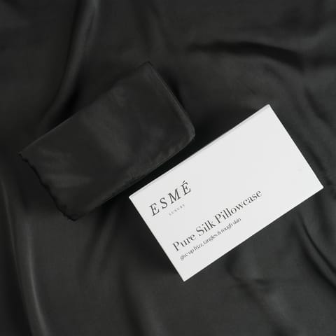 Esme Luxury Mulberry Silk Pillowcase- Black