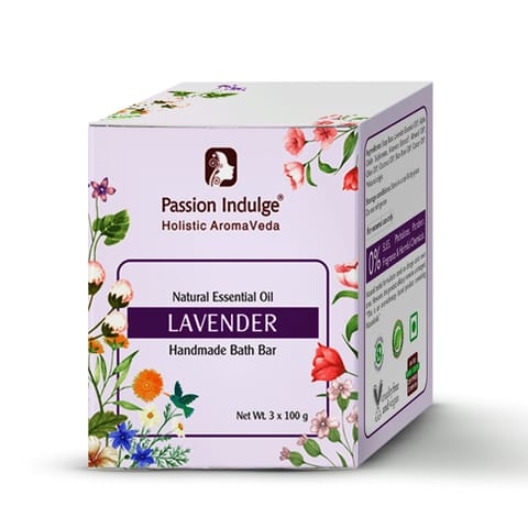 Passion Indulge Lavender Handmade Bath Bar Soap 3 X 100 Gm (Pack of 3)