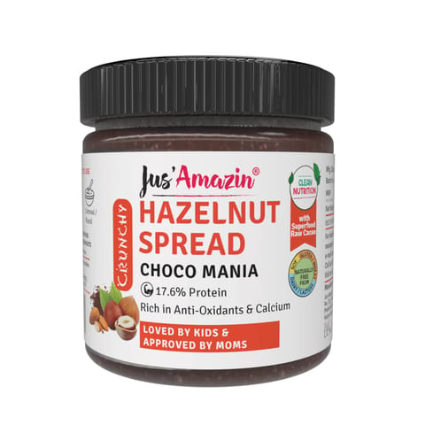 Jus Amazin Crunchy Hazelnut Spread (Choco Mania 200 gms)