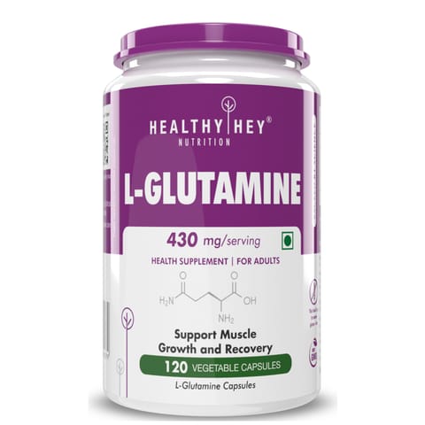 HealthyHey L-Glutamine Capsules-120 Capsules