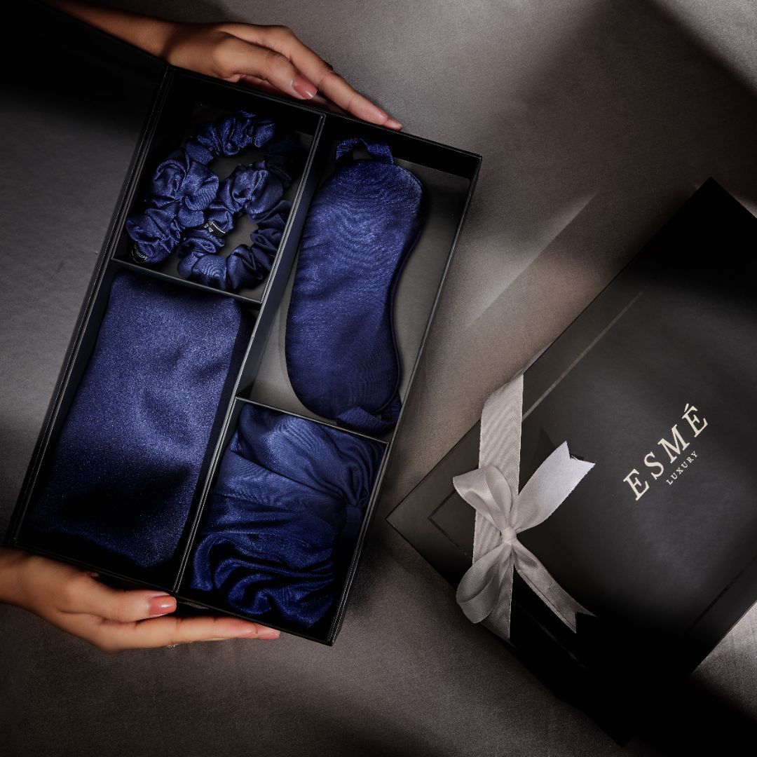 Esme Luxury Mulberry Silk Gift Set- Blue