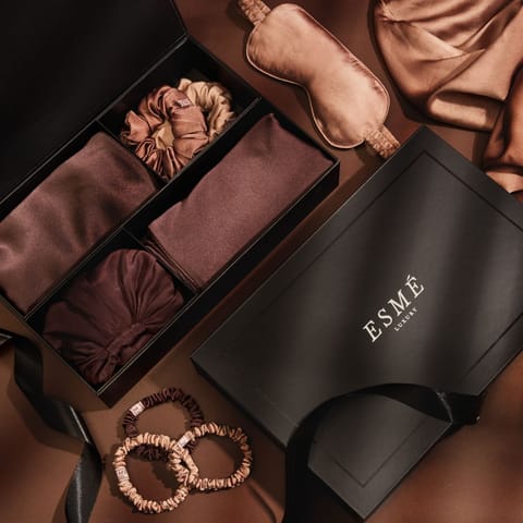 Esme Luxury Mulberry Silk Gift Set- Brown