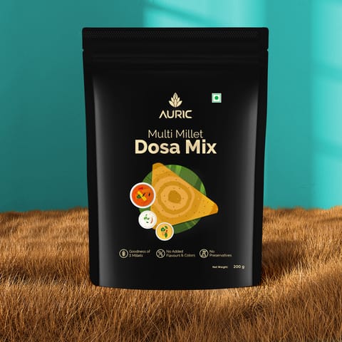 Auric Multi Millet Dosa Instant Mix | Ragi Jowar Bajra | Easy And Ready To Cook | Rich In Protein And Fiber | Healthy And Natural Breakfast Mix, 200 gms, Preservative Free