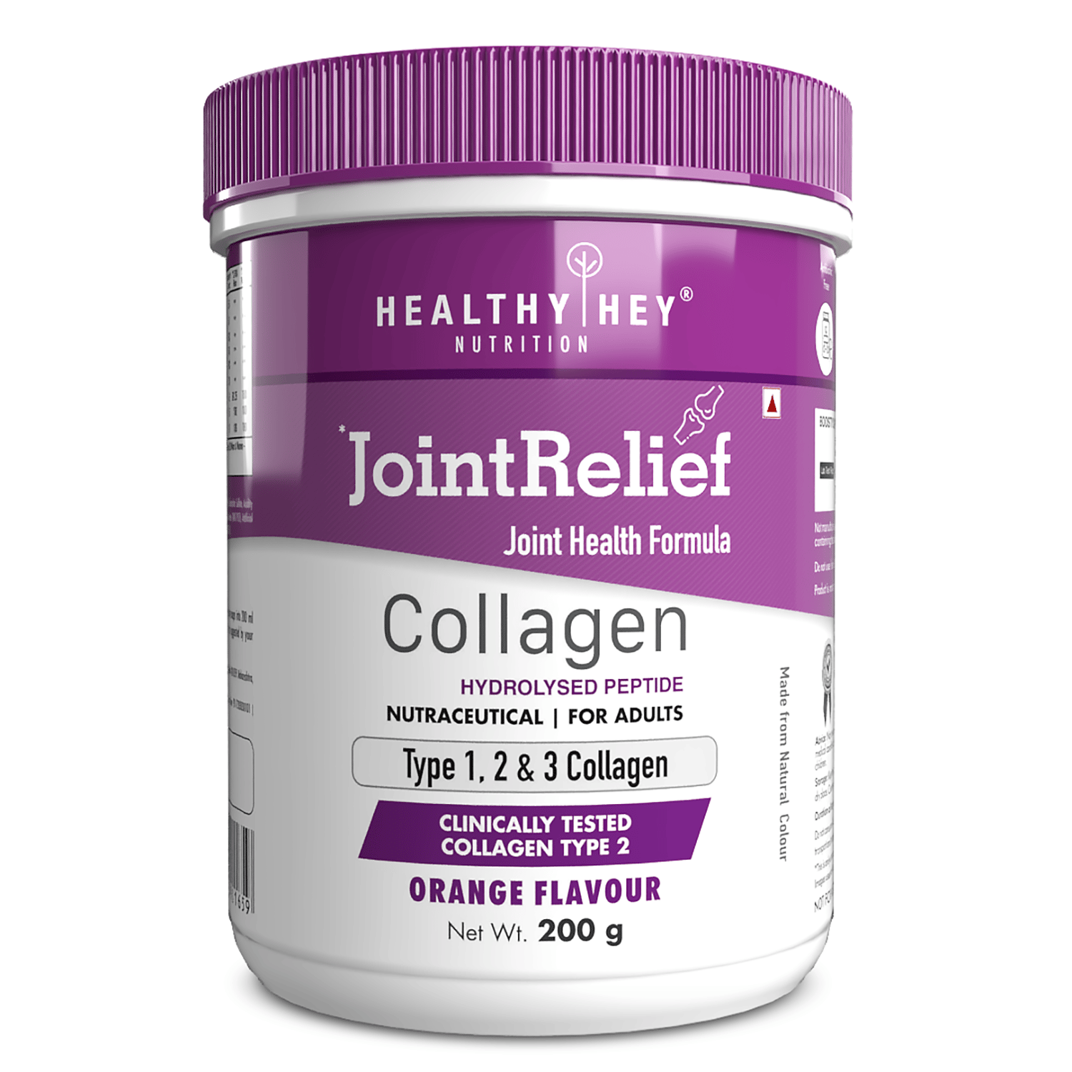 JointRelief Collagen Peptide Type 1, 2 and 3 Hydrolysed with Glucosamine,Chondroitin,MSM 200g,Orange