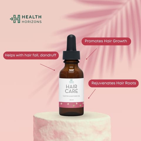 Health Horizons Cold Pressed Hair Oil Hemp Hair Oil Castor Oil for Nourished Hair Omega 6 and3-100ml