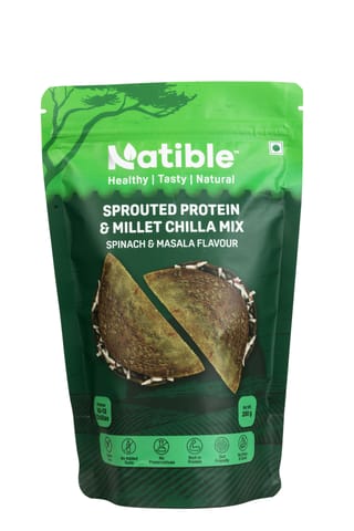 Natible Sprouted Protein & Millet Chilla Mix - Spinach Masala Flavour (200 gms)