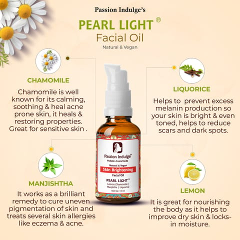 Passion Indulge Natural Pearl Light Facial Oil for Spot Reduction and Skin lightening 10ml
