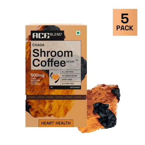 Ace Blend Chaga SHROOM COFFEE | Decaf Mushroom Coffee | KSM 66 Ashwagandha | L-Theanine | MCT Powder | Heart Health | Cholesterol Manager | Keto | Cold & Hot Brew