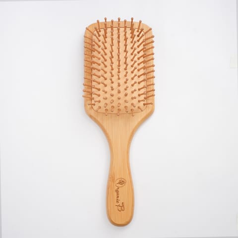 Organic B Detangling &  Anti-frizz Bamboo Bliss Tulda Paddle hairBrush | Square, Large