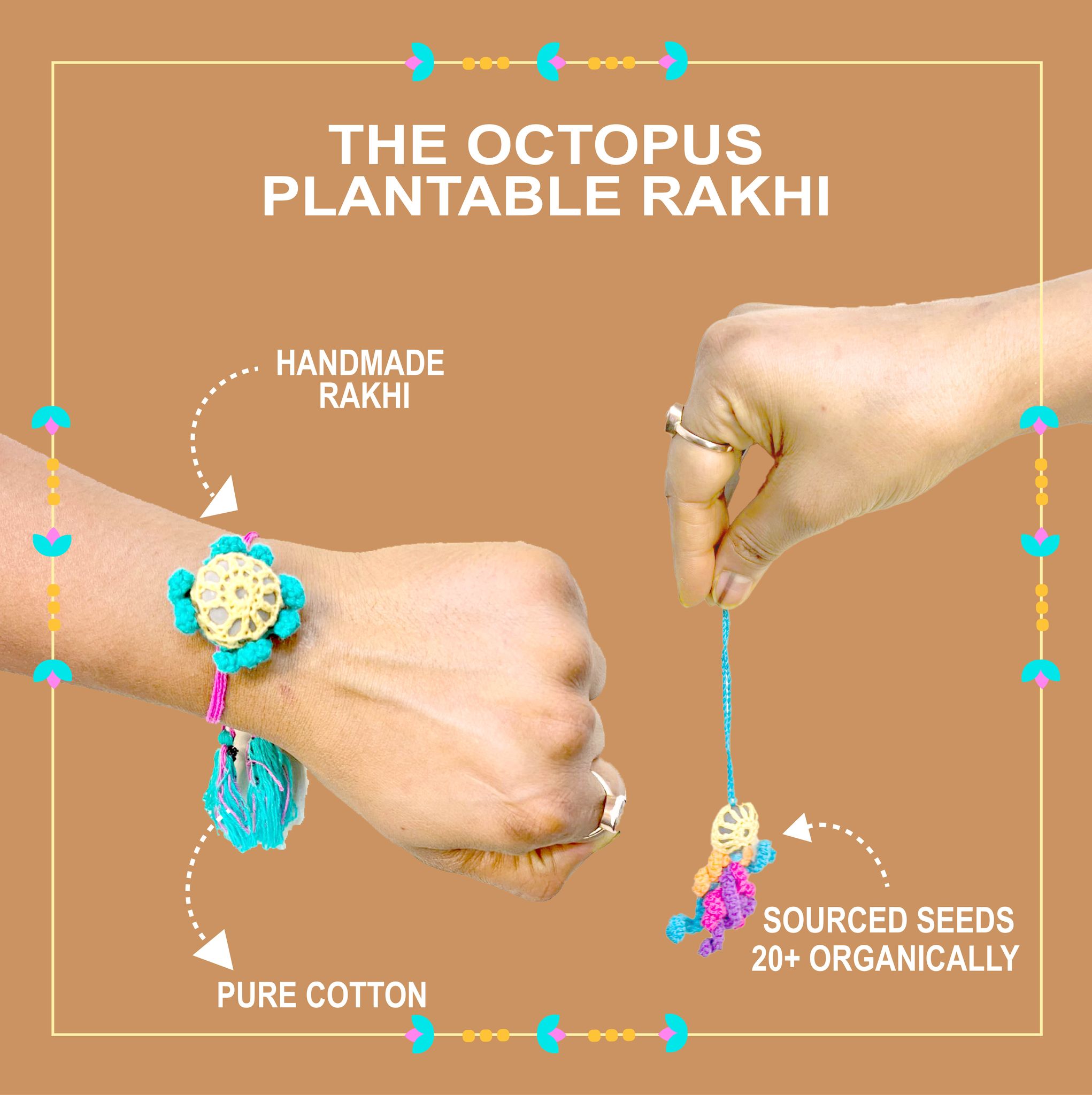 Shuddh Natural Octopus Lumba & Rakhi - PLANTABLE - ECO FRIENDLY RAKHI EMBEDDED WITH SEEDS