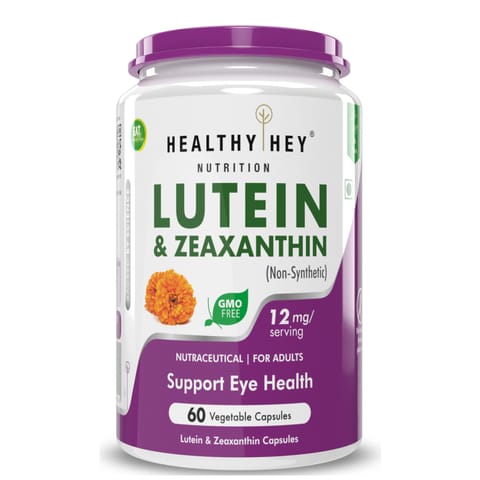 HealthyHey Nutrition Natural Lutein 10mg with 2mg Zeaxanthin (60 Veg Capsules)