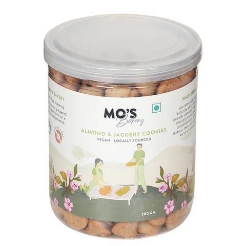 Mo's Bakery Almond Jaggery Cookies Medium Jar (200 gms)