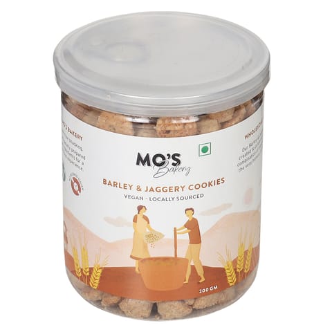 Mo's Bakery Barley Jaggery Cookies Medium Jar (200 gms)