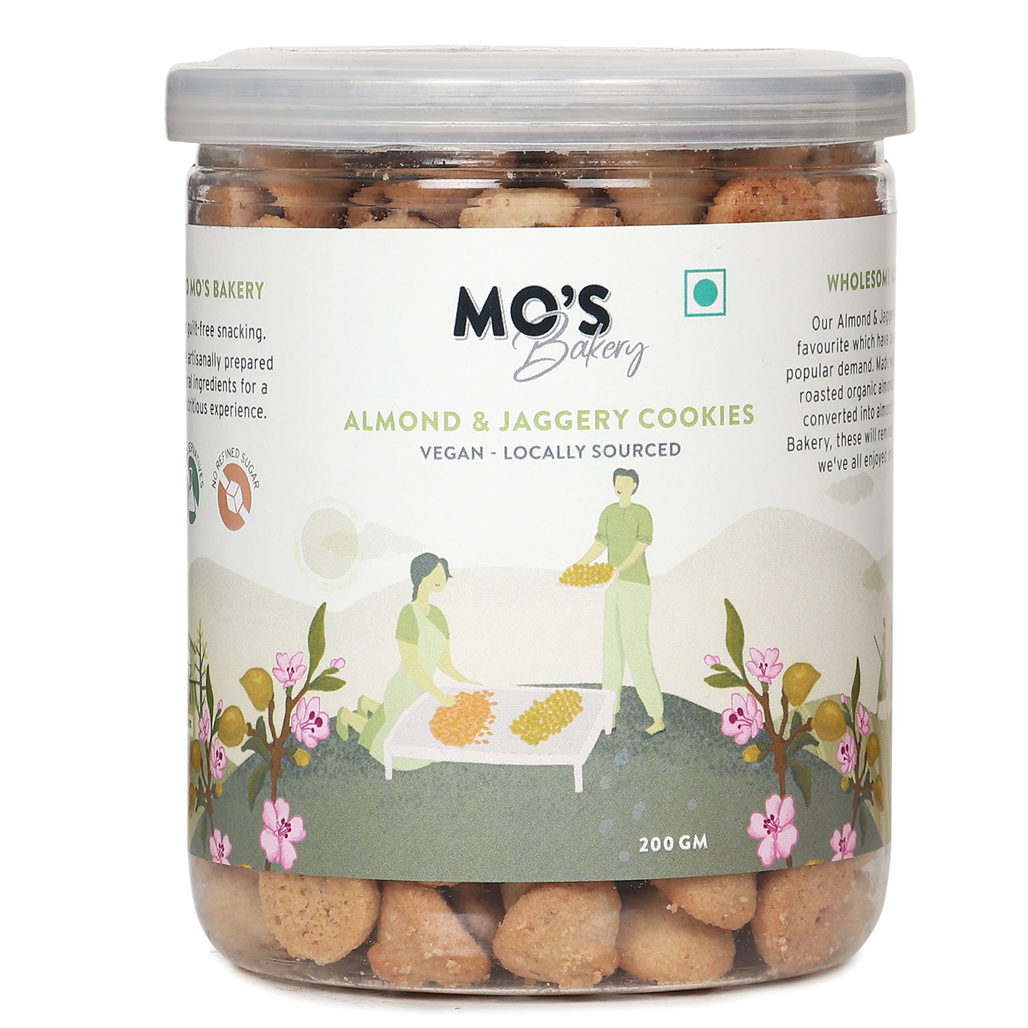 Mo's Bakery Almond Jaggery Cookies Grand Jar (300 gms)