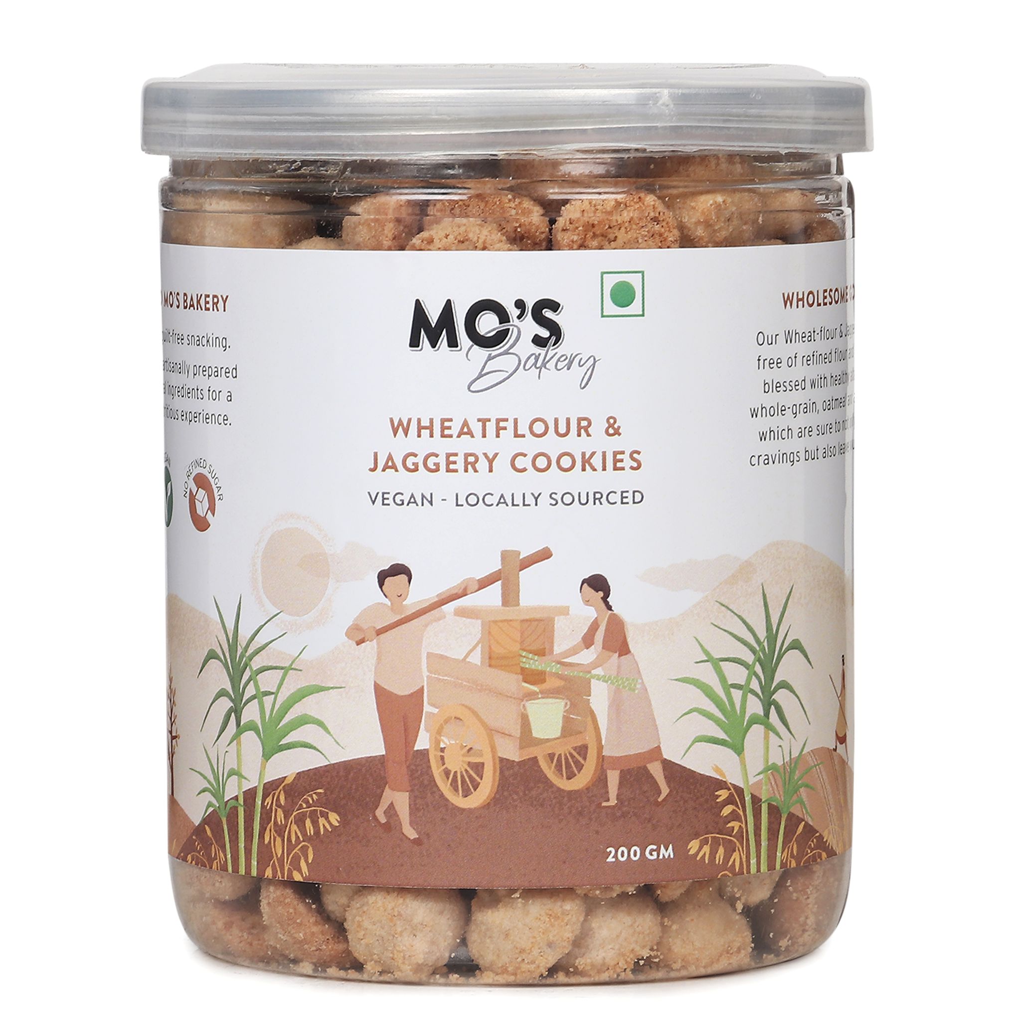 Mos Bakery Wheat flour and Jaggery Cookies Medium Jar (200 gms)