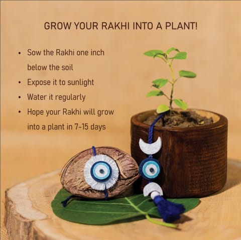 Scrapshala Nazarbattu Rakhi Gift Box| Rakhi and lumba set | Bamboo speaker | Wooden planter | Planting material | Roli-Chawal | Seed ball | Greeting card | Handmade in Banaras