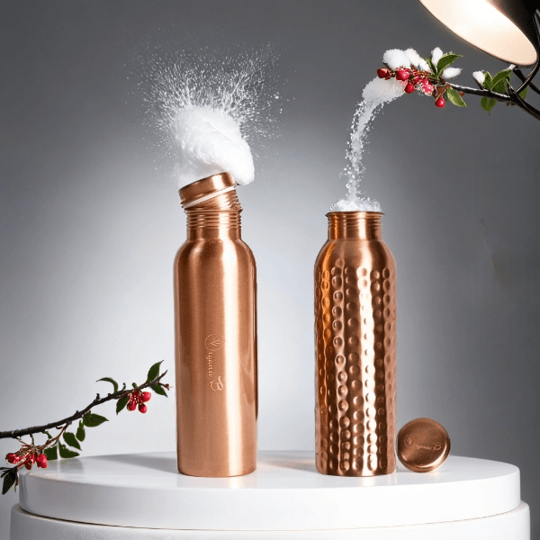 Organic B Plain & Hammered Copper Bottle Combo Pack (949 ml each)