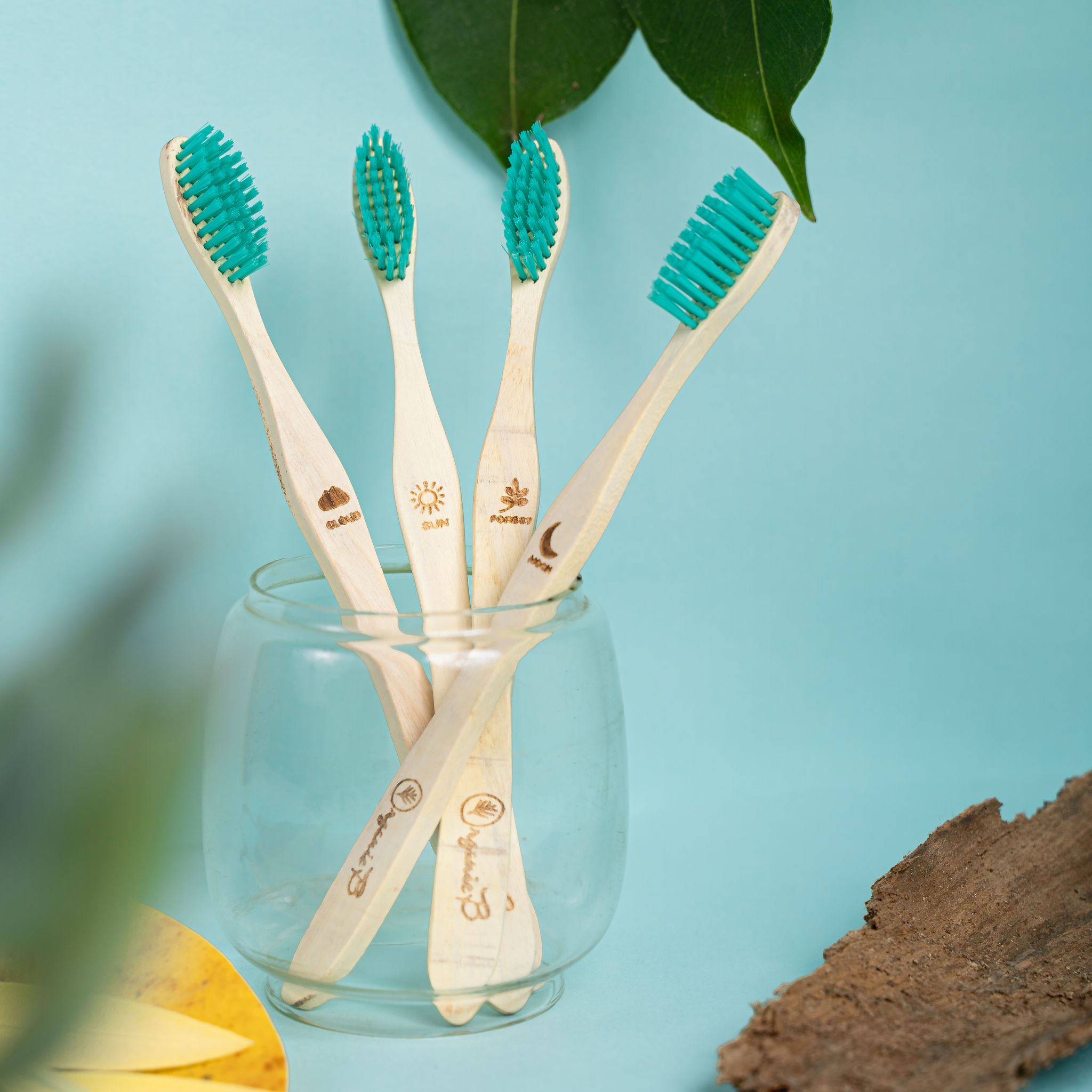 Organic B Soft bristles Pure Margosa Neem Toothbrush | Green (Pack of 4)