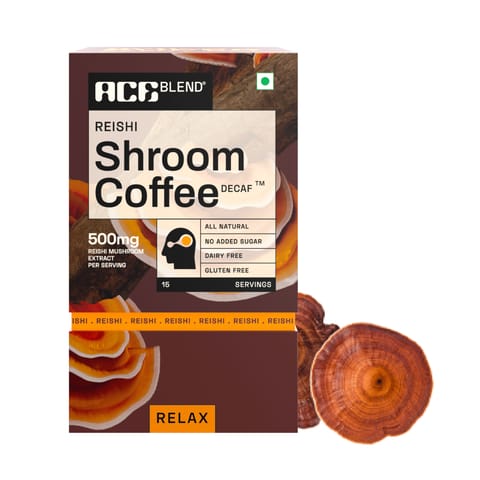 Ace Blend Reishi SHROOM COFFEE | Decaf Mushroom Coffee | KSM 66 Ashwagandha | L-Theanine | MCT | Relax | Deep Sleep | 100% Arabica | Keto | Cold/Hot Brew