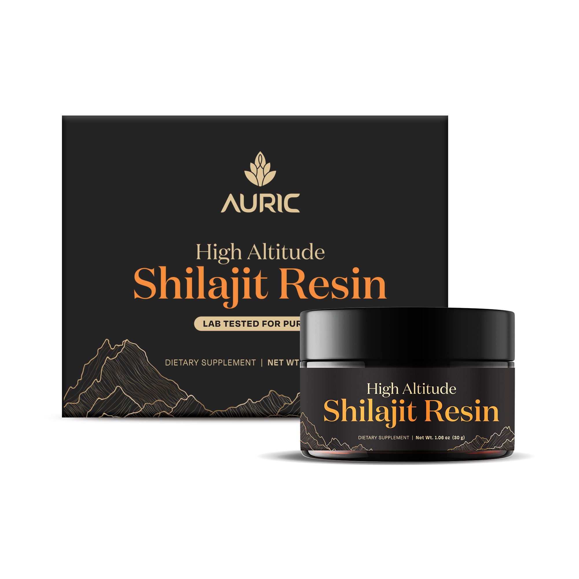 Auric Lab Certified High Altitude Shilajit/Shilajeet Resin | 75% Fulvic Acid + Humic Acid |80+ Trace Minerals, Real Brass spoon and Shilajit rock with every order (30 gms)