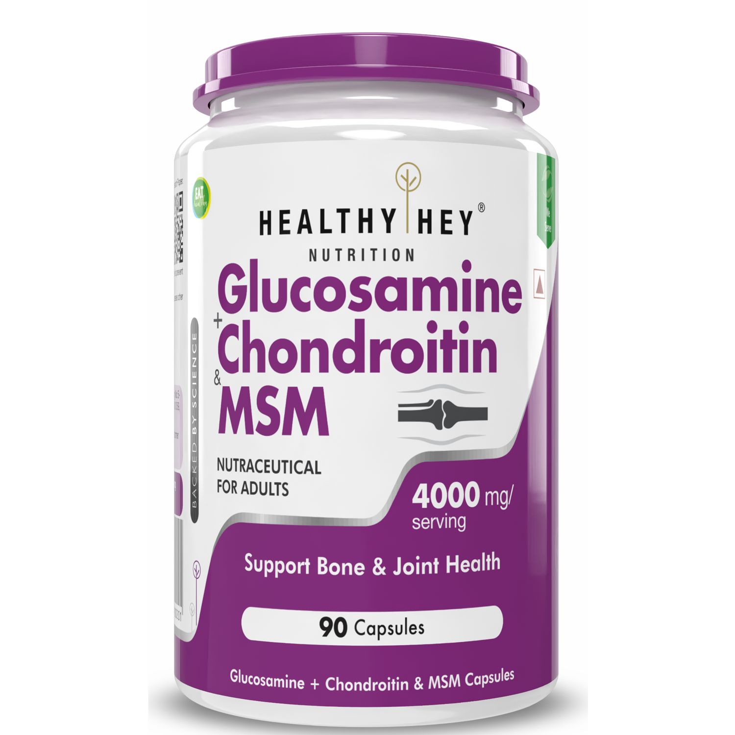 HealthyHey Nutrition Double Strength Glucosamine Chondroitin and MSM (90 Capsules)