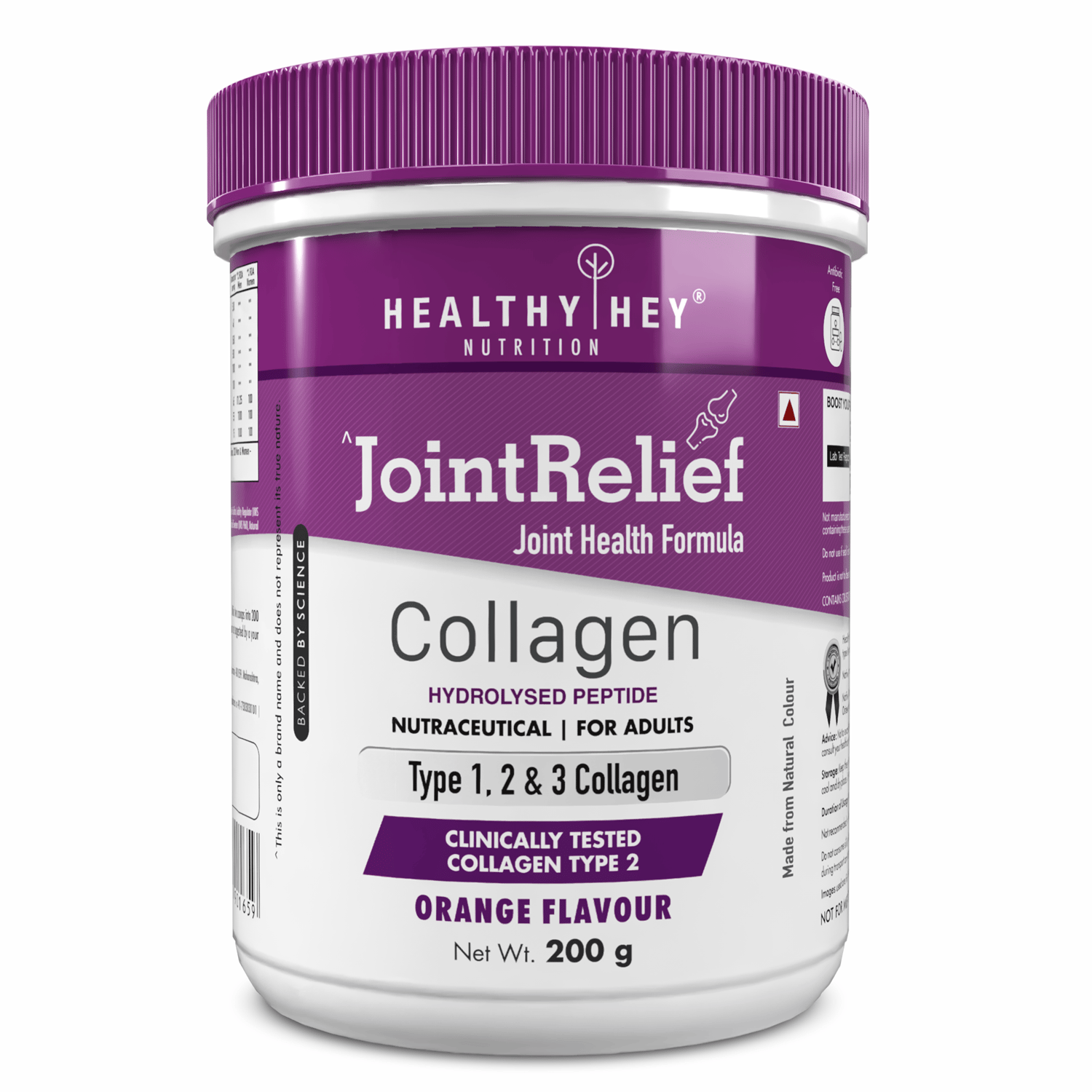 JointRelief Collagen Peptide Type 1, 2 and 3 Hydrolysed with Glucosamine,Chondroitin,MSM 200g,Orange