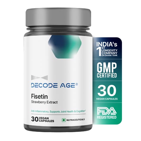 Decode Age Best Fisetin 99% Pure, Senolytic Activator 100mg (30 Veg Capsules)