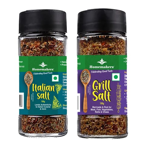 Homemakerz Grill and Italian Salt Combo of 2 Sea Salt Daily Continental Cooking 200 gms