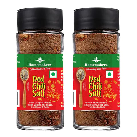 Homemakerz Red Chili Salt Pack of 2 Healthy Mineral Rich Sea Salt for Daily Cooking 100 gms