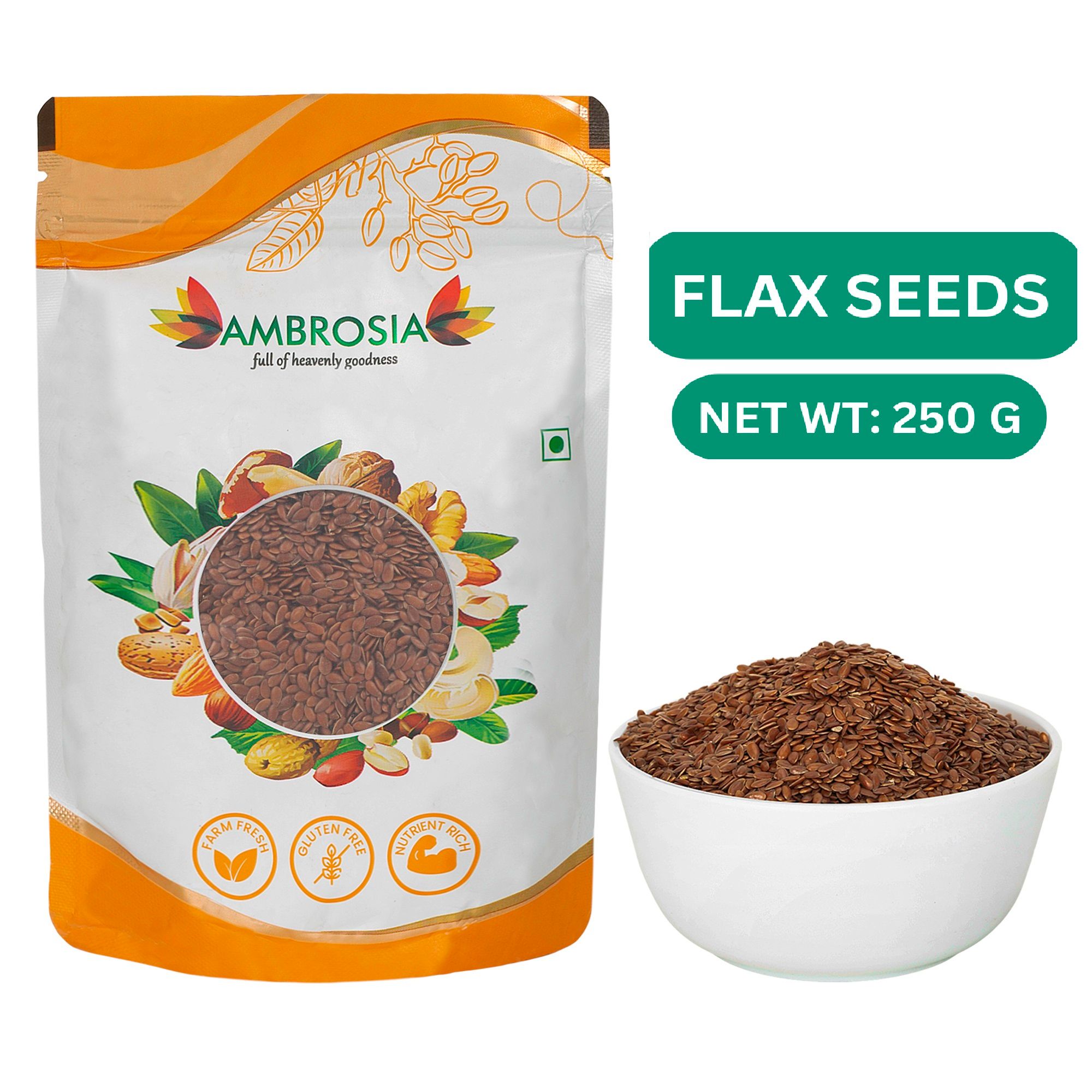 Ambrosia Raw Flax Seeds Pouch | Alsi -Seeds for Weight management & Hair Growth (250 gms)