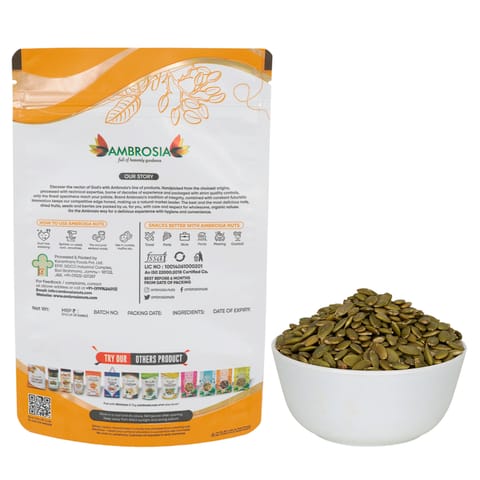 Ambrosia Roasted & Salted Pumpkin Seeds Pouch (250 gms)