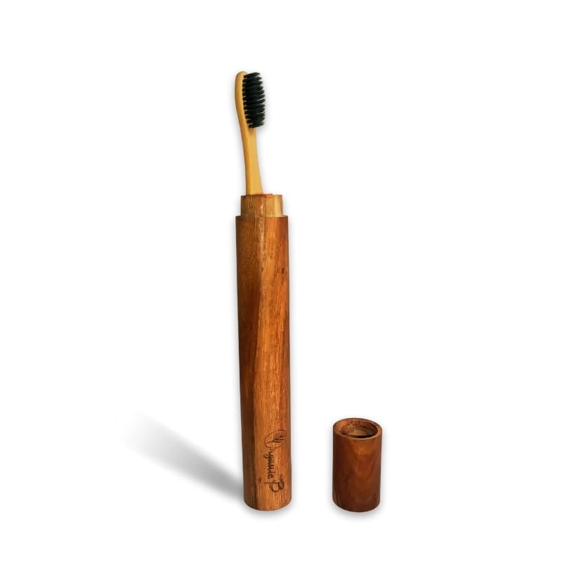 Organic B Pure Mao Bamboo toothbrush with Travel Case | Activated charcoal